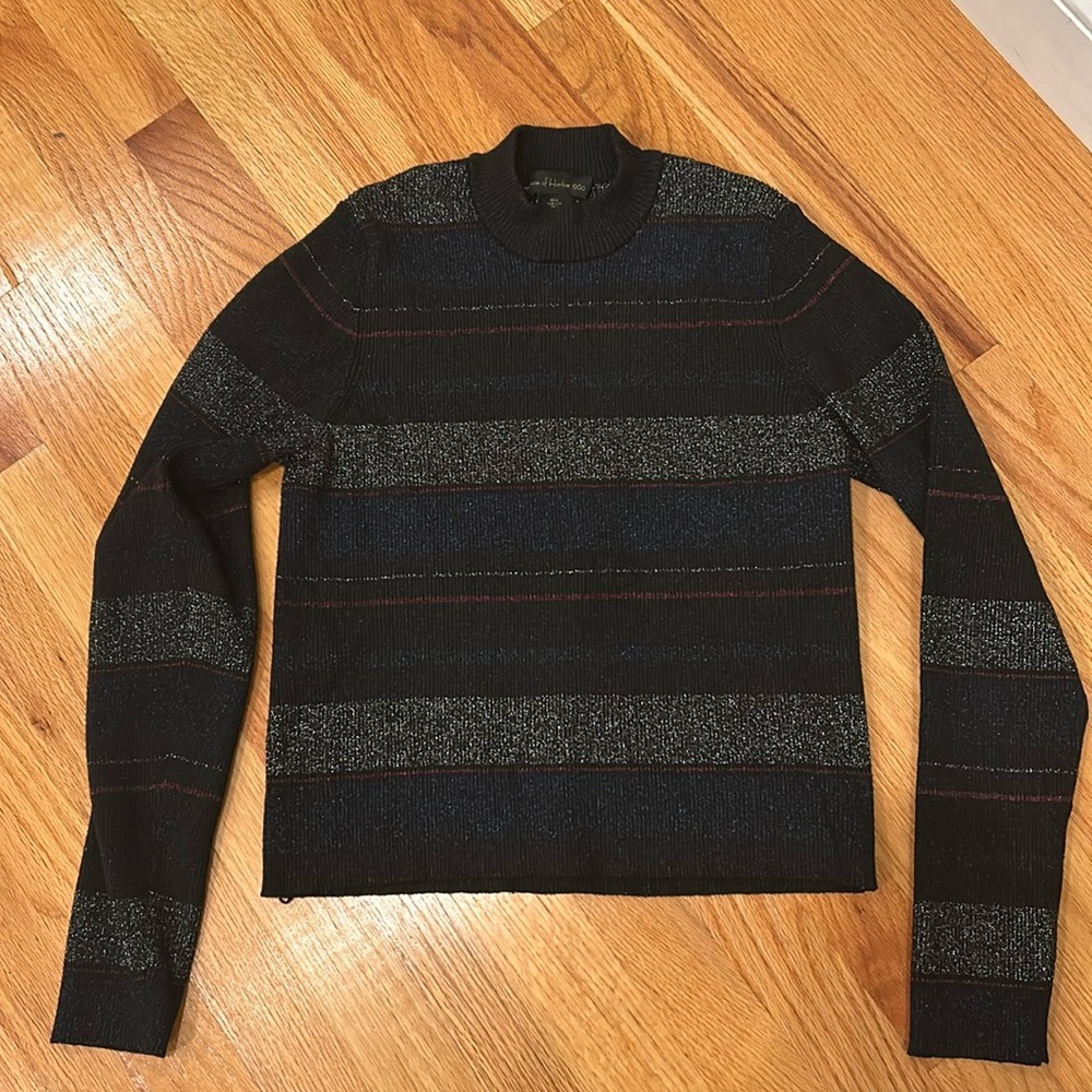 House Of Harlow 1960 Stripped Sweater Metallic Size large